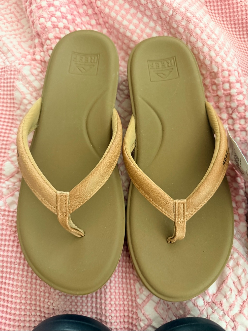 Reef Cushion Comfort Slides and Flip-Flops in Black, Tan, White - Picture 6 of 6